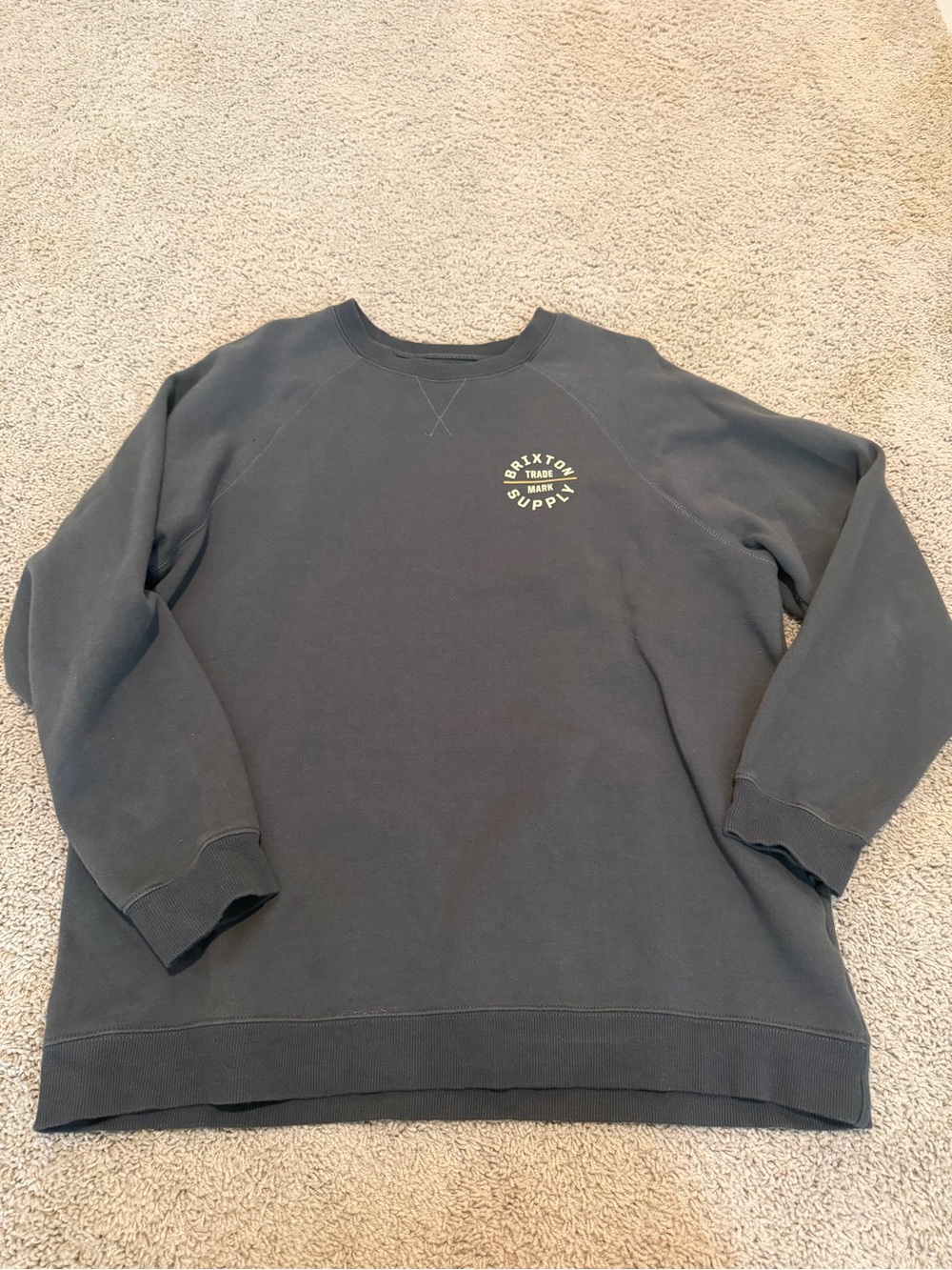 Brixton Dark Gray Crewneck Sweatshirt with Small Chest Logo